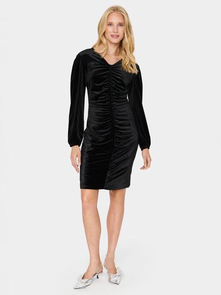 Saint Tropez Heba Velvet Ruched Mini Dress, Black