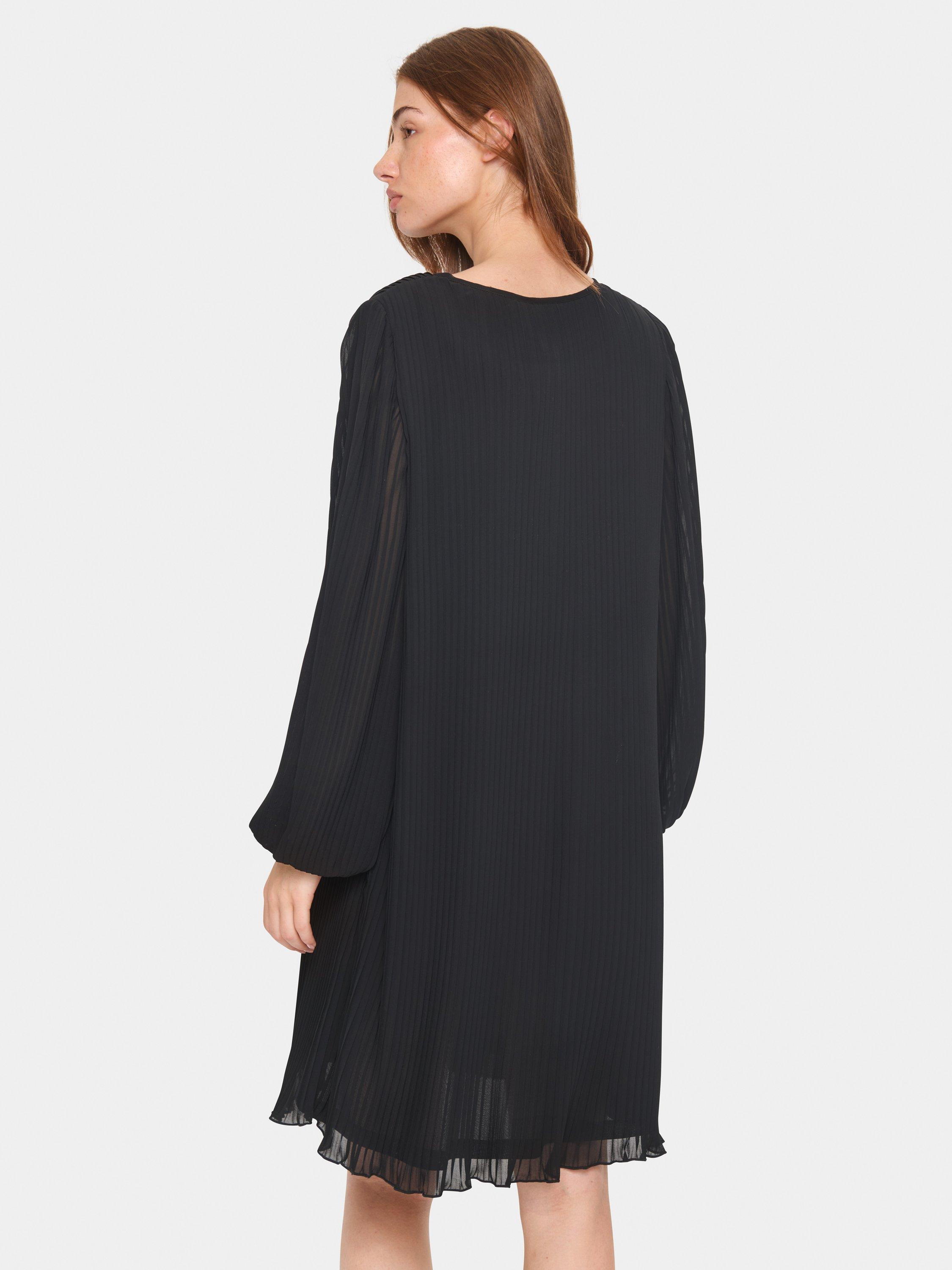 Product image 3 of 6, which shows Saint Tropez Hooma Pleat Tie Neck Dress, Black, S