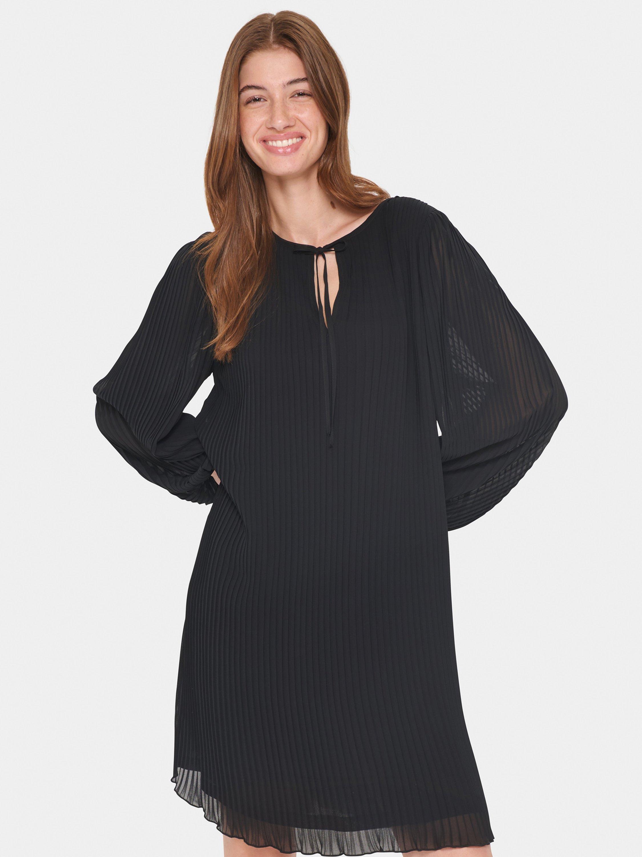 Product image 1 of 6, which shows Saint Tropez Hooma Pleat Tie Neck Dress, Black, S