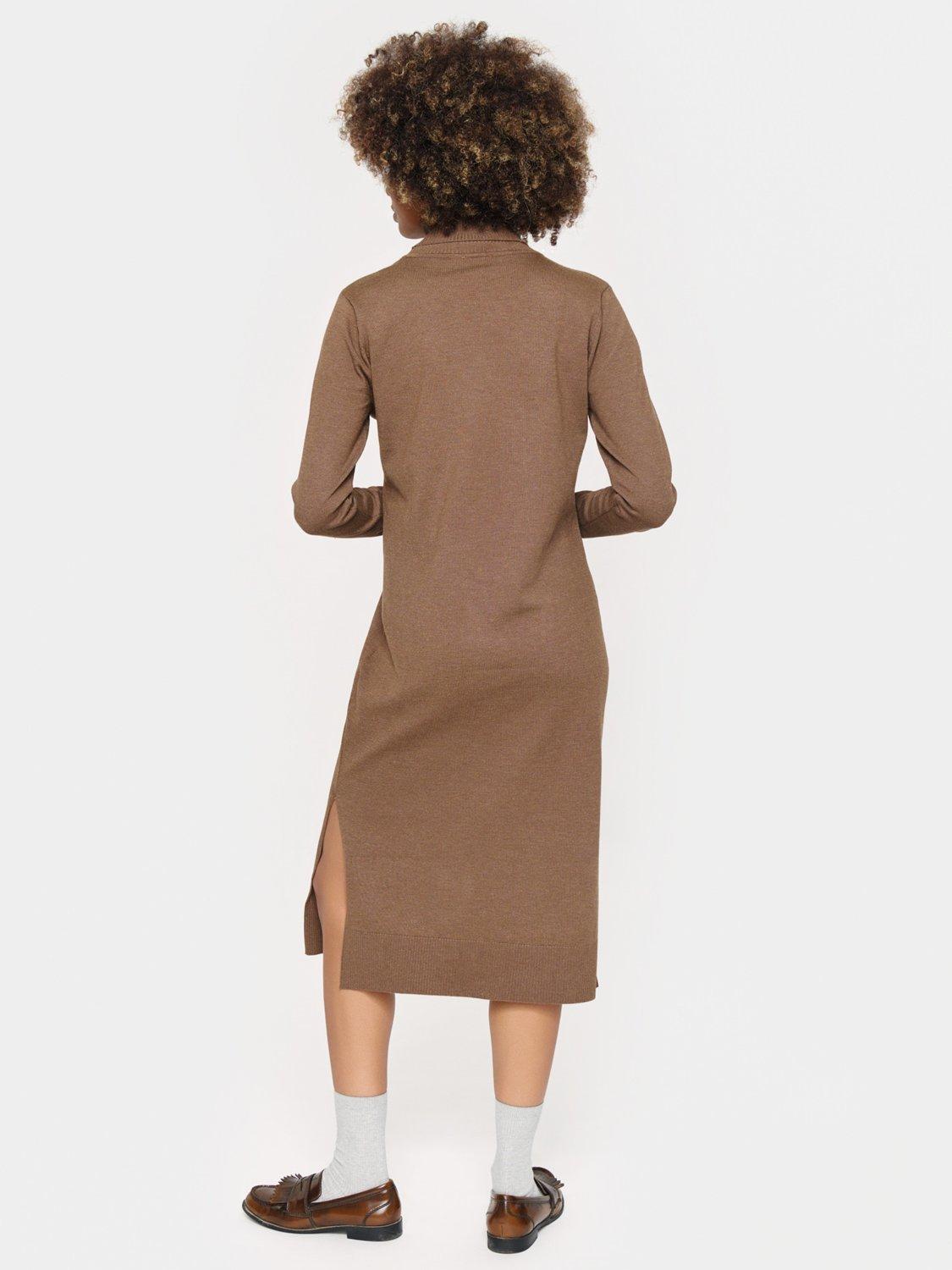 Product image 2 of 5, which shows Saint Tropez Mila Roll Neck Jumper Midi Dress, Shitake Melange, S