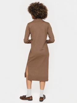 Saint Tropez Mila Roll Neck Jumper Midi Dress, Shitake Melange - view 2, Shitake Melange
