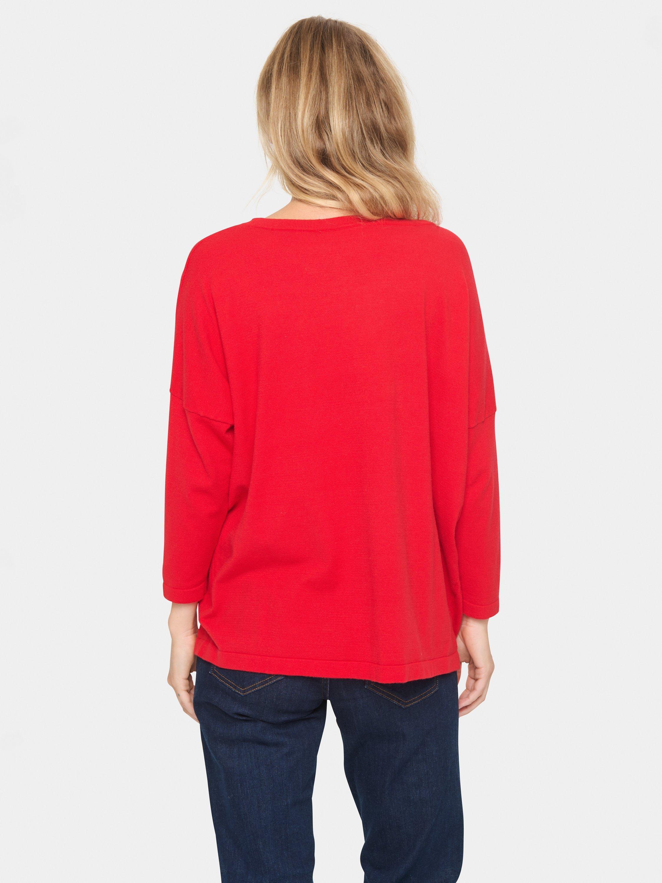 Product image 2 of 6, which shows Saint Tropez Baria Star Batwing Jumper, Red, XS