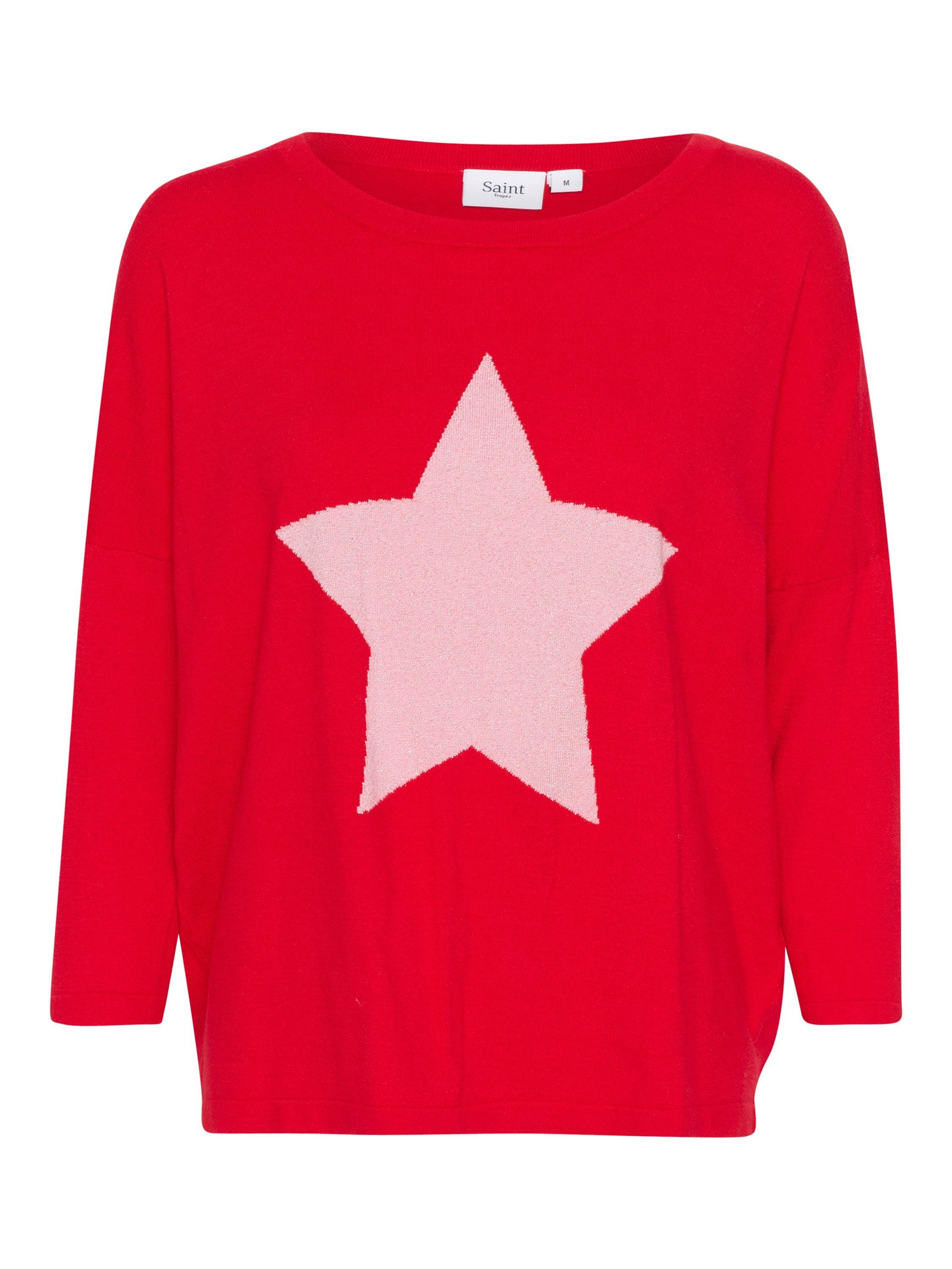 Product image 5 of 6, which shows Saint Tropez Baria Star Batwing Jumper, Red, XS