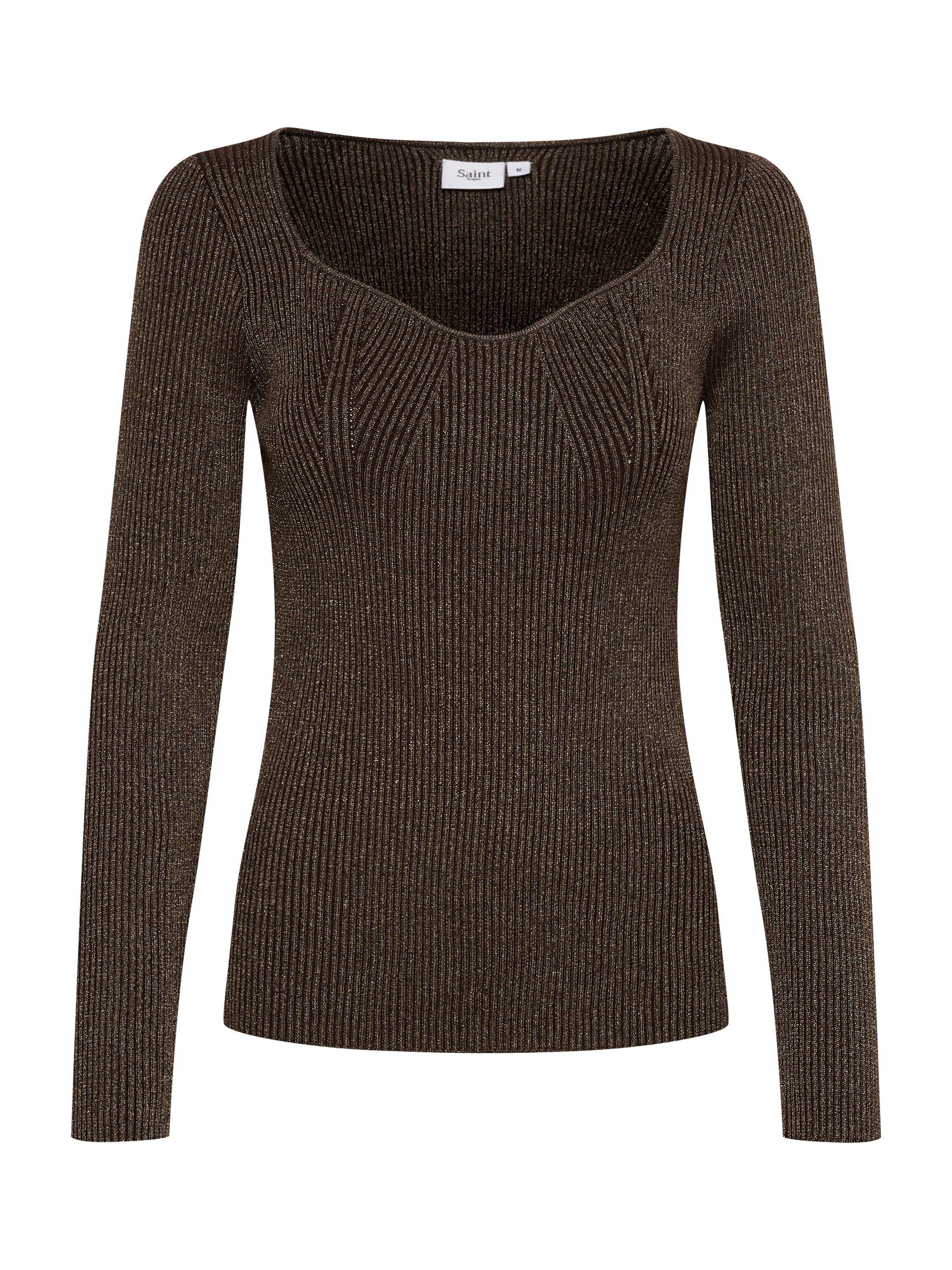 Product image 5 of 6, which shows Saint Tropez Dagny Metallic Rib Top, Brown, S