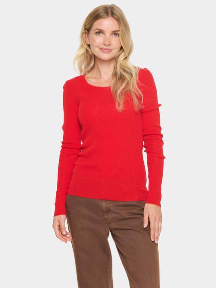Saint Tropez Gill Wool Blend Fitted Jumper, Red, Red