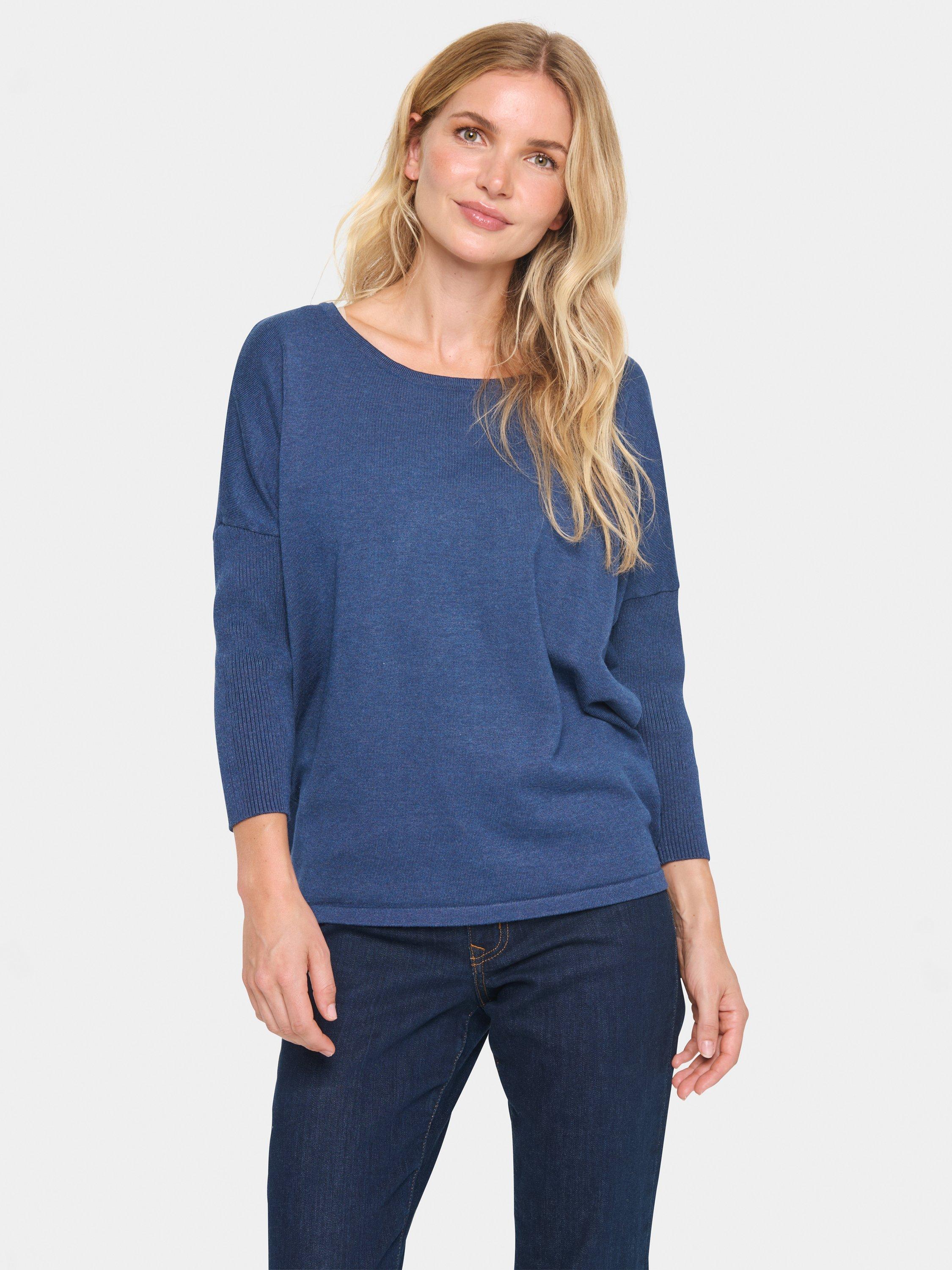 Product image 1 of 6, which shows Saint Tropez Mila 3/4 Sleeve Jumper, Titan Melange, M