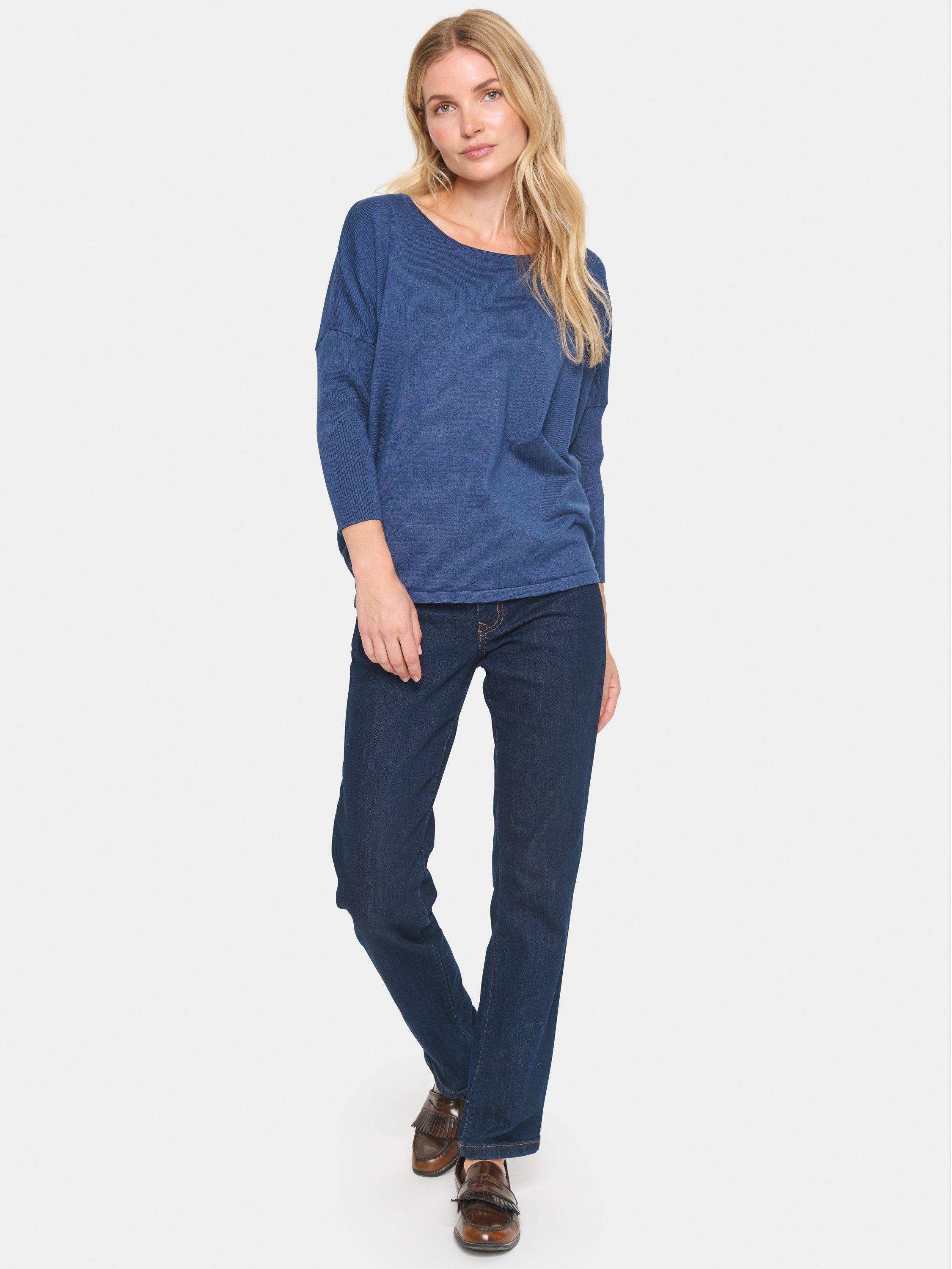 Product image 3 of 6, which shows Saint Tropez Mila 3/4 Sleeve Jumper, Titan Melange, M