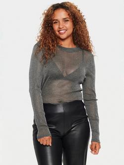 Saint Tropez Delila Sheer Glitter Mesh Top, Black, Black