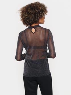 Saint Tropez Delila Sheer Glitter Mesh Top, Black - view 2, Black