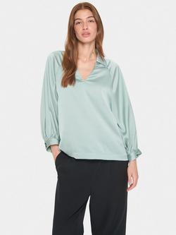 Saint Tropez Handiani Satin Blouse, Blue Surf, Blue Surf
