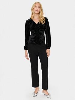 Saint Tropez Heba Velvet Ruched Blouse - view 2, Black
