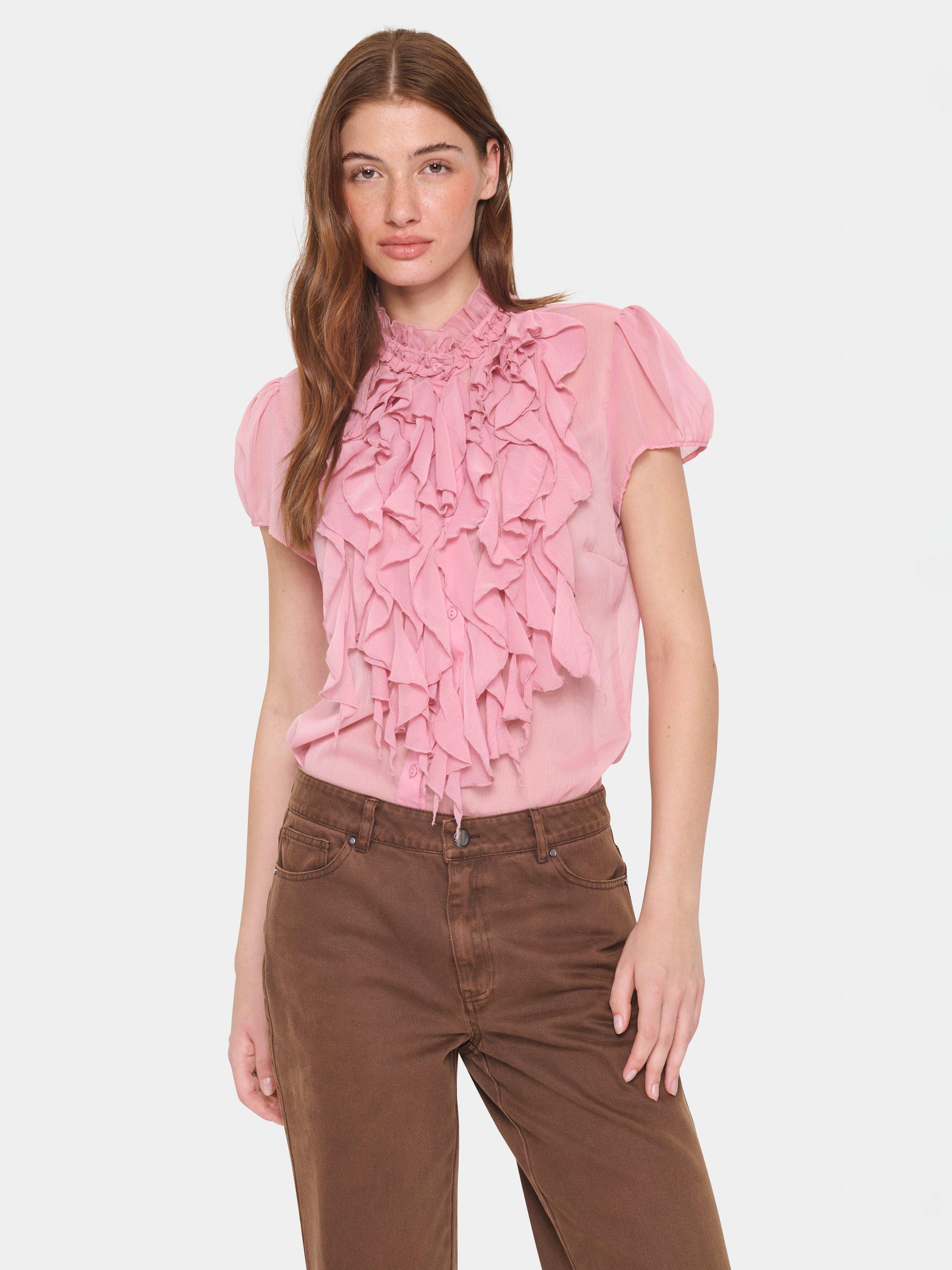 Saint Tropez Lilja Ruffle Top, Foxglove