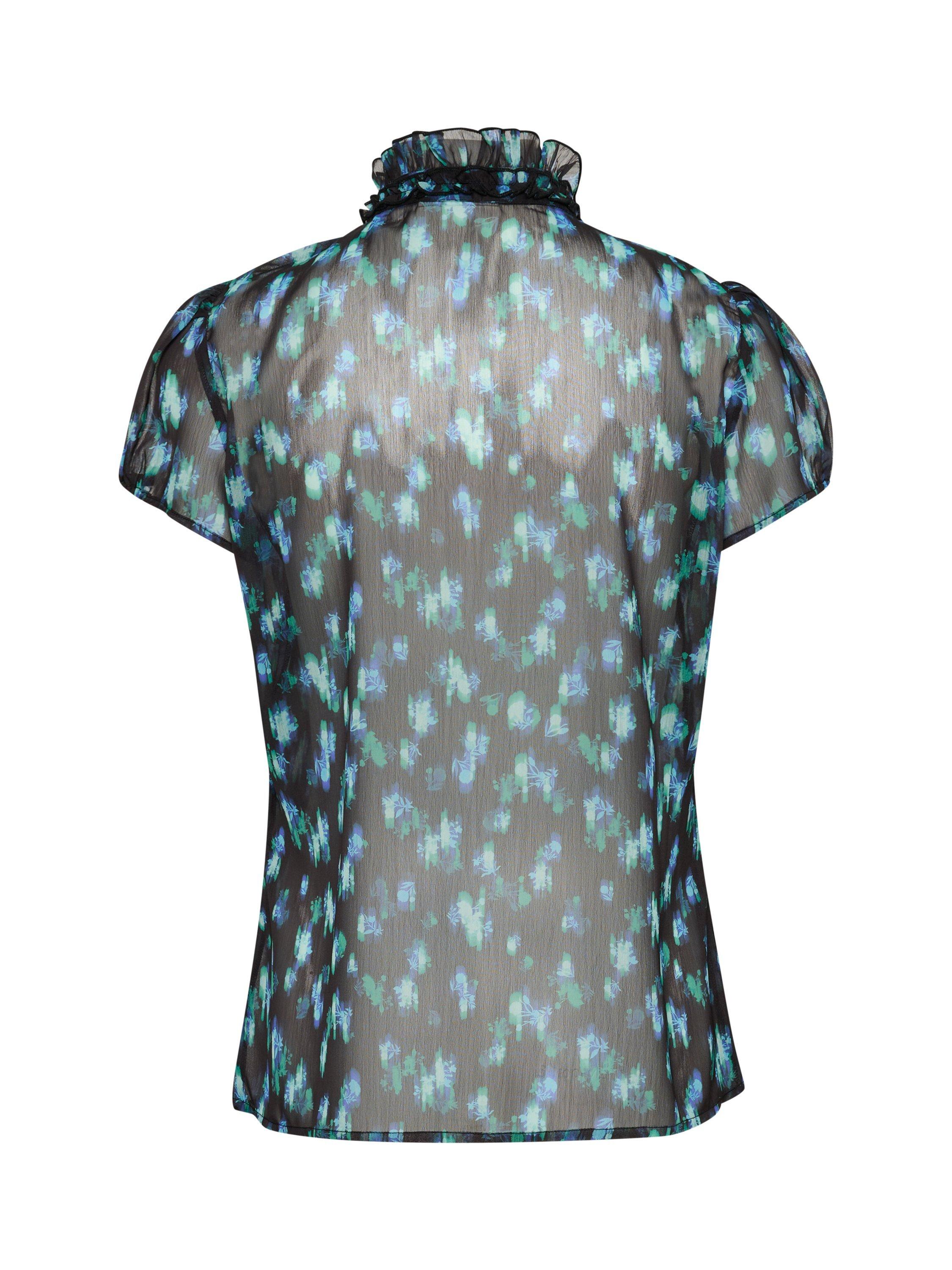 Product image 6 of 6, which shows Saint Tropez Lilja Floral Ruffle Top, Blurry Mini Blooms, M
