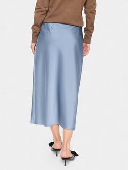 Saint Tropez Hafia Satin Midi Skirt - view 2, Flint Stone