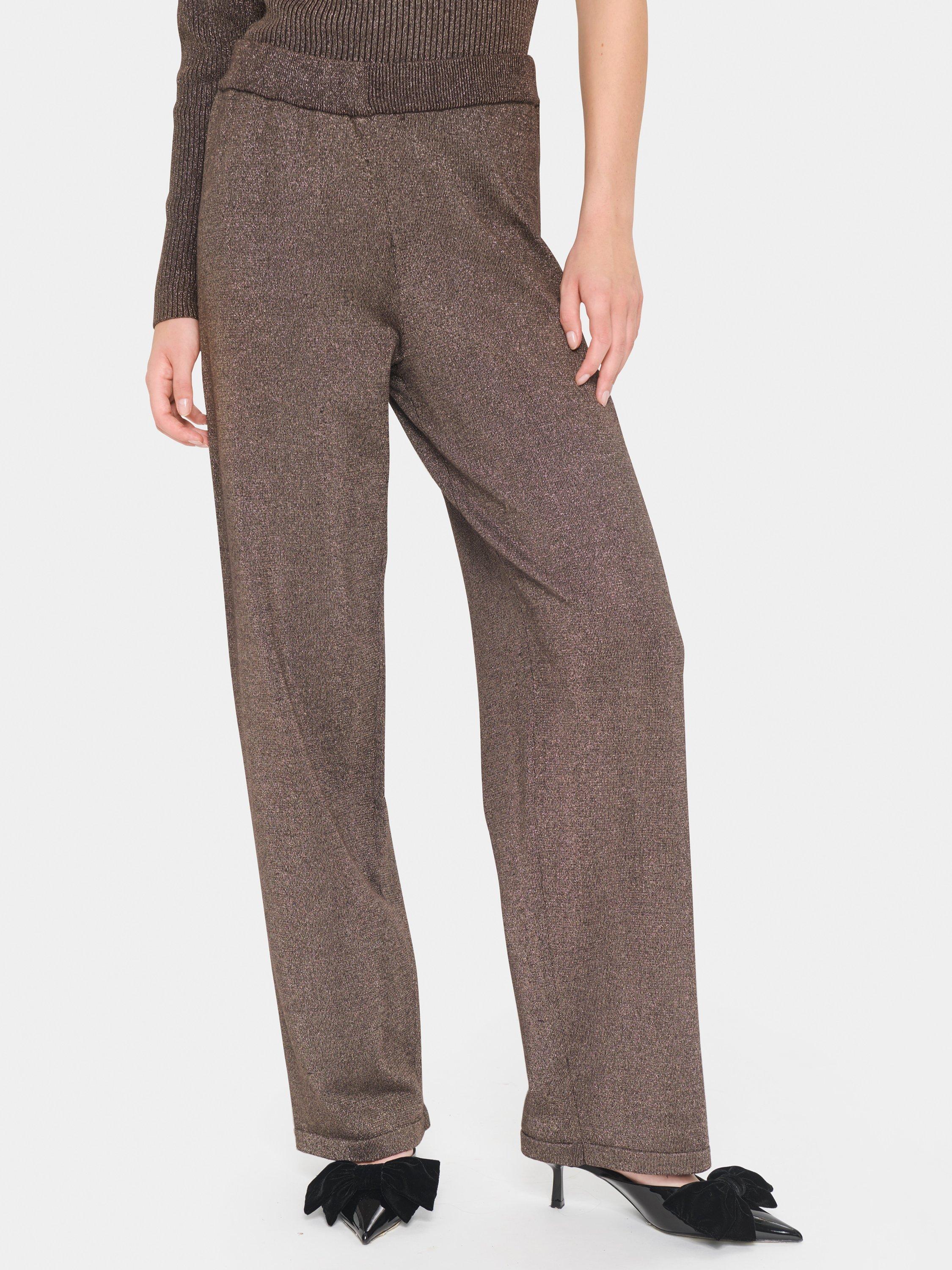 Product image 1 of 6, which shows Saint Tropez Kila Glitter Jersey Trousers, Mulch, M