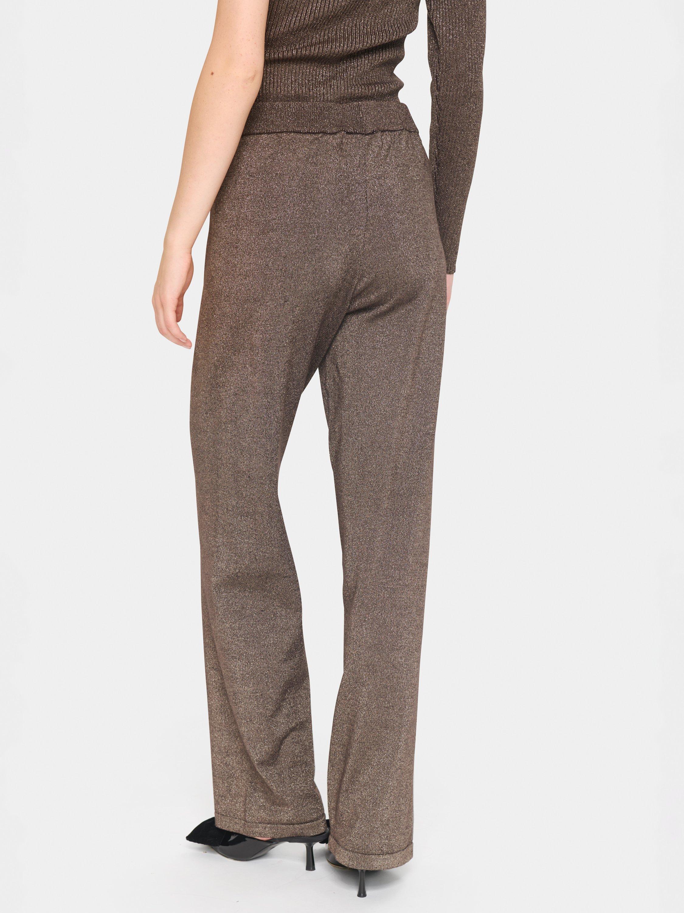 Product image 2 of 6, which shows Saint Tropez Kila Glitter Jersey Trousers, Mulch, M