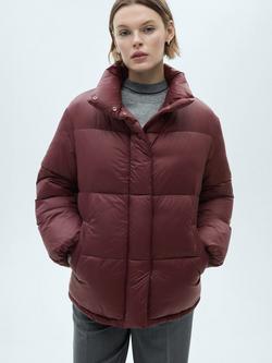 Mango Time Quilted Jacket, Dark Red