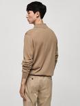 Mango Willys Merino Wool Knitted Polo Shirt, Camel