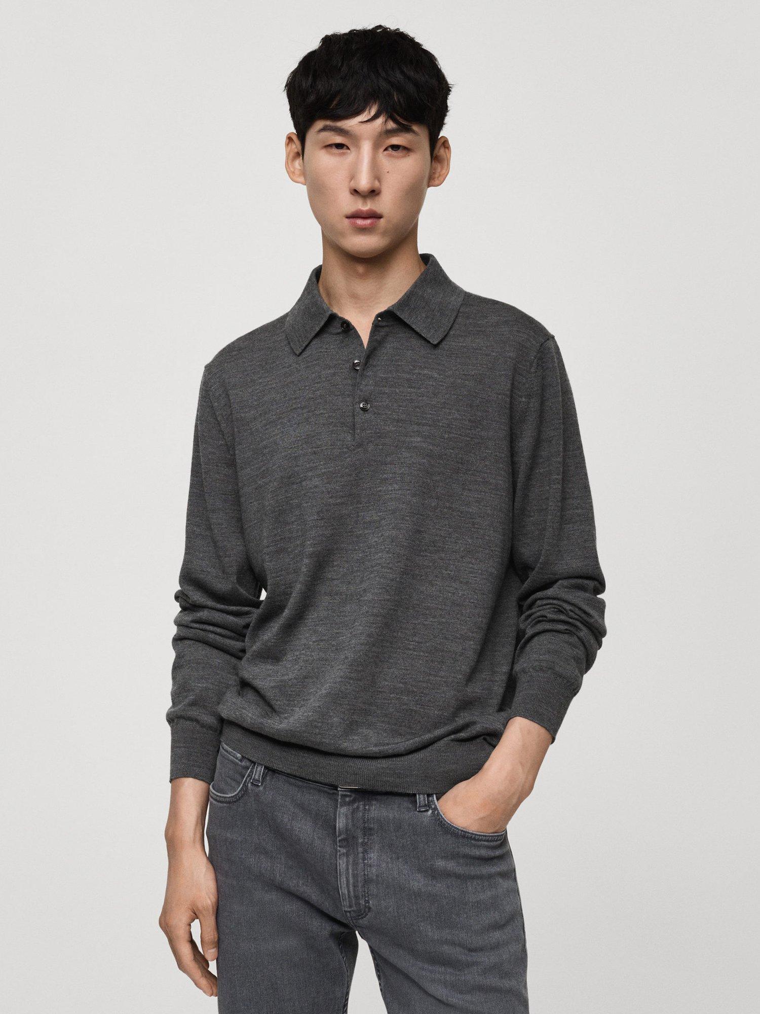 Mango Willys Merino Wool Knit Polo Shirt