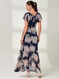 Jolie Moi Giselle Floral Ruffle Maxi Dress, Navy