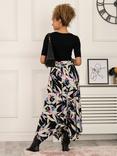 Jolie Moi Cady Leaf Print Hanky Hem Maxi Skirt, Black