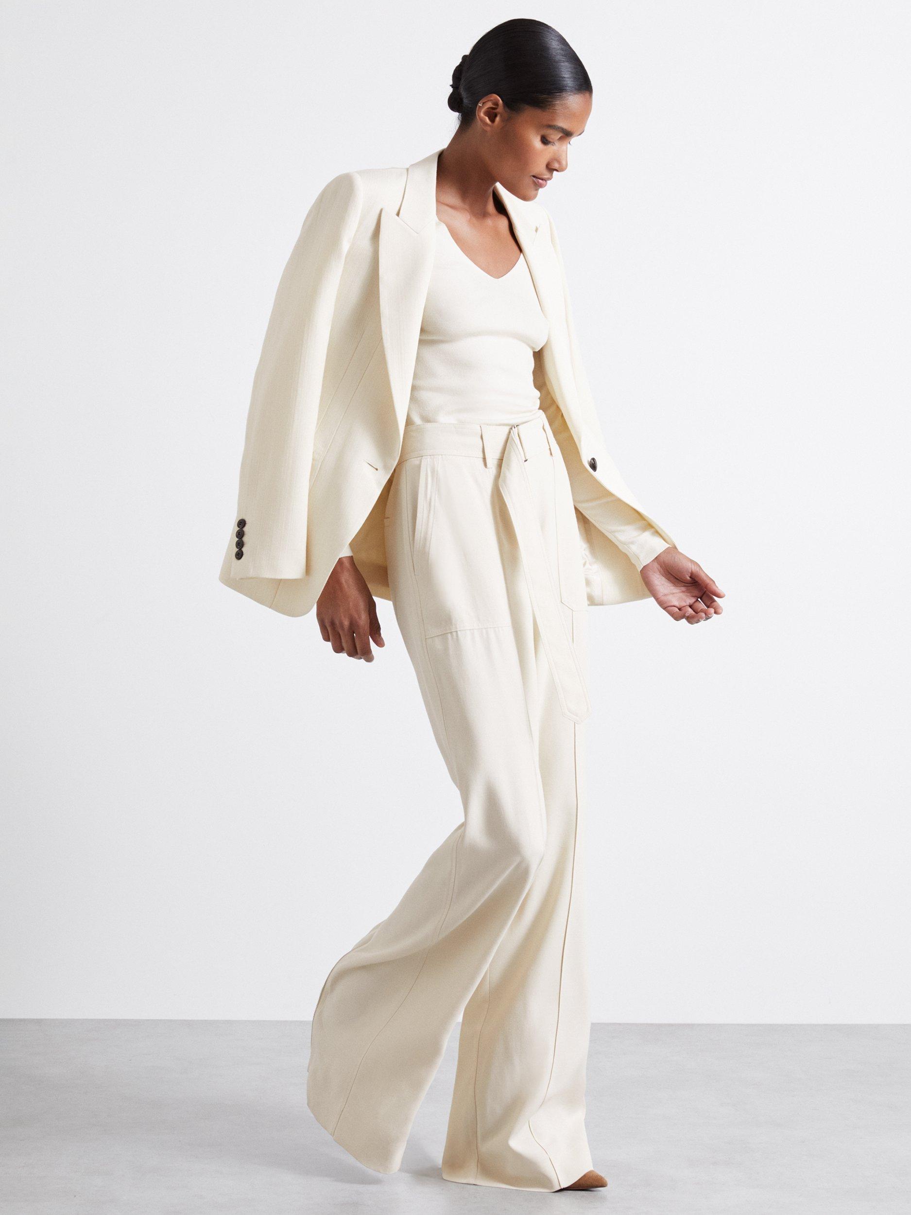 Product image 4 of 5, which shows Reiss Atelier Maeve Knitted Silk Rich Top, Off White, XS