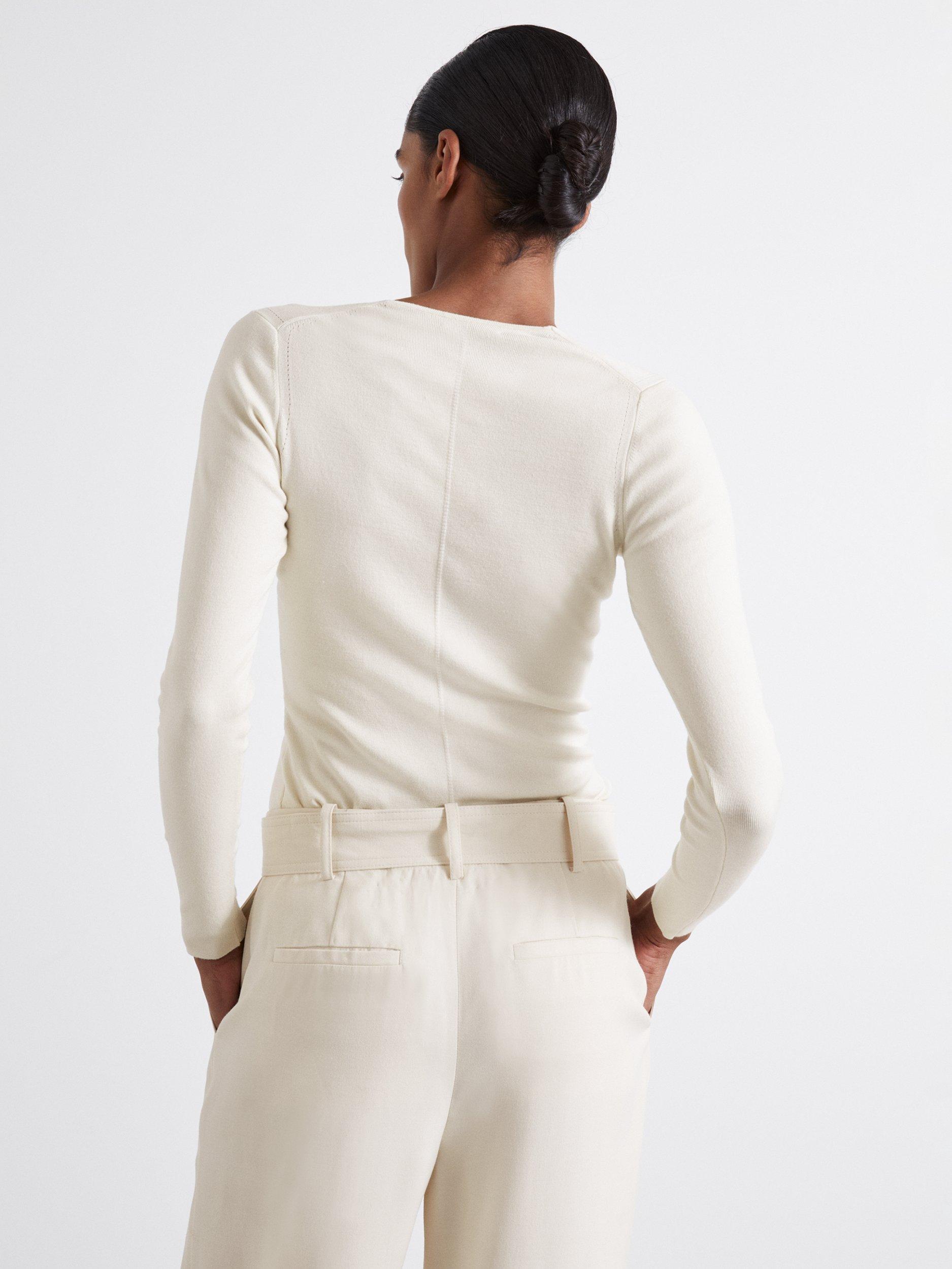 Product image 5 of 5, which shows Reiss Atelier Maeve Knitted Silk Rich Top, Off White, XS