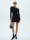 Mango Dakota Asymmetric Mini Dress, Black