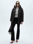 Mango Tokyo Hooded Puffer Jacket, Black