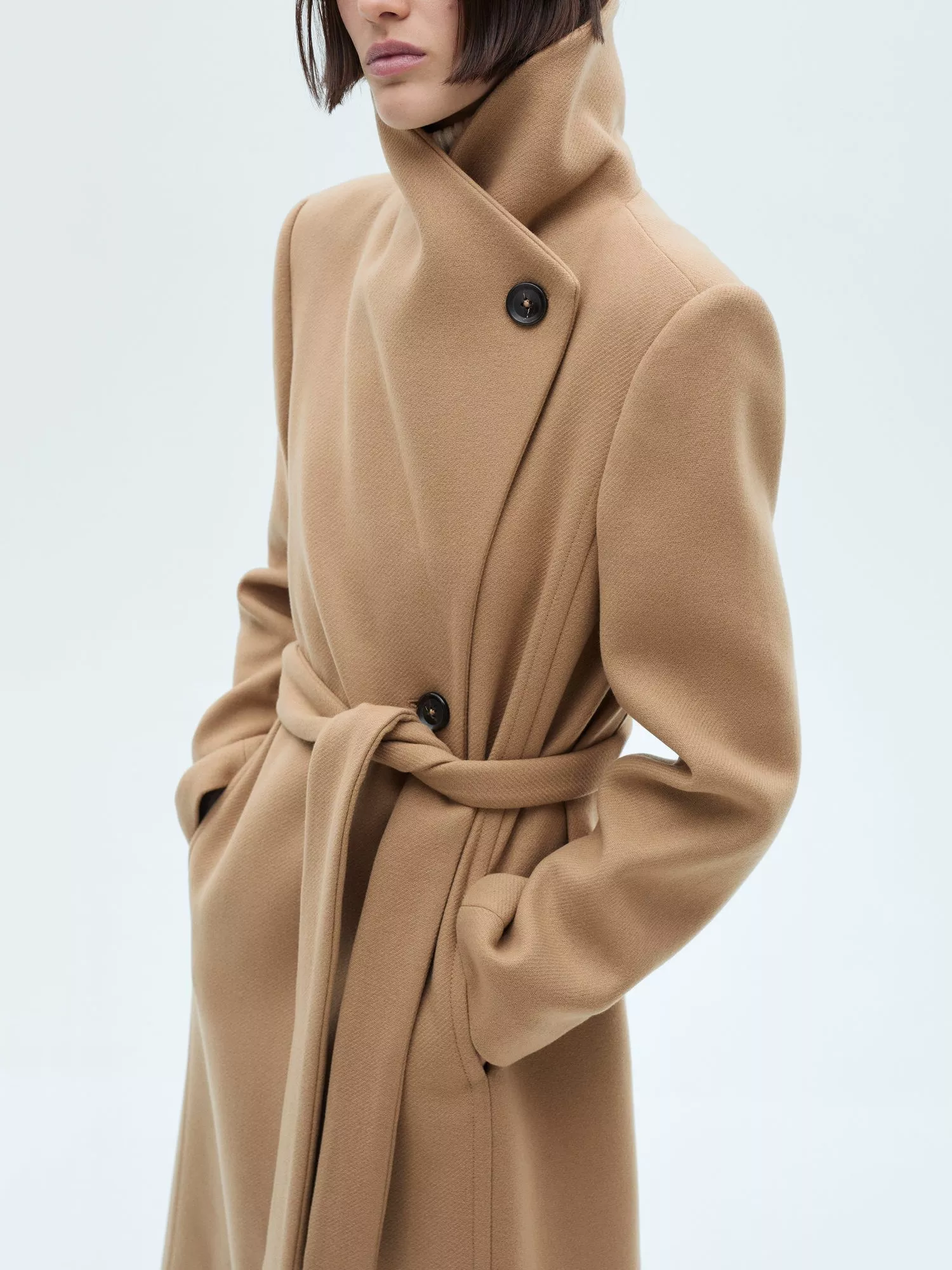 Zara tan belted online wool coat( 1 day sale)