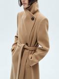 Mango Sirenita Wool Blend Wrap Coat, Camel