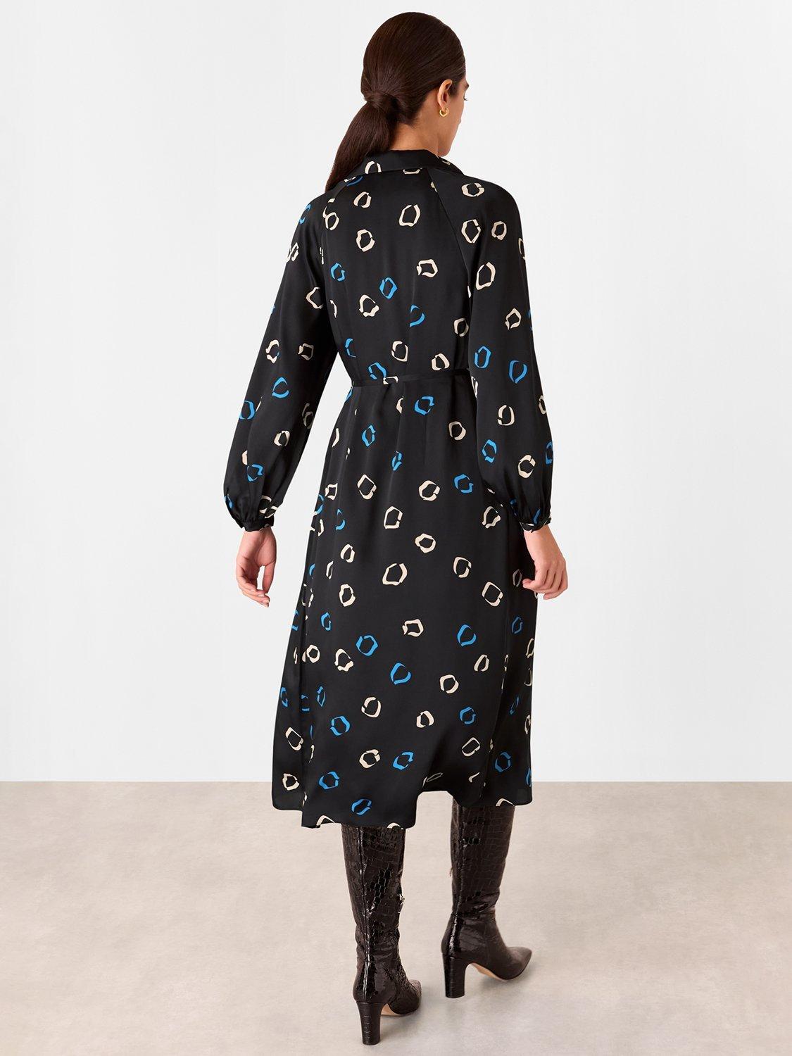 Product image 2 of 6, which shows Whistles Scattered Hoops Midi Dress, Black/Multi, 8