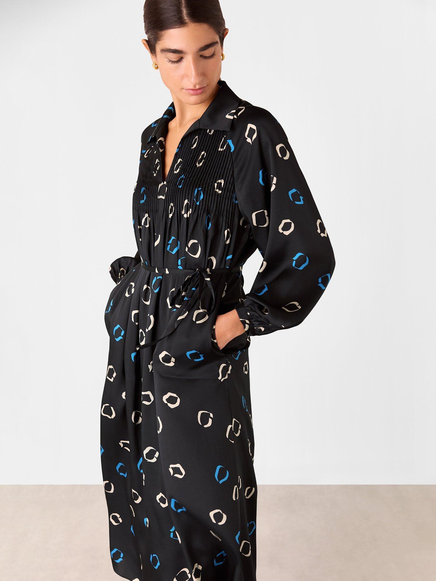 Product image 3 of 6, which shows Whistles Scattered Hoops Midi Dress, Black/Multi, 8