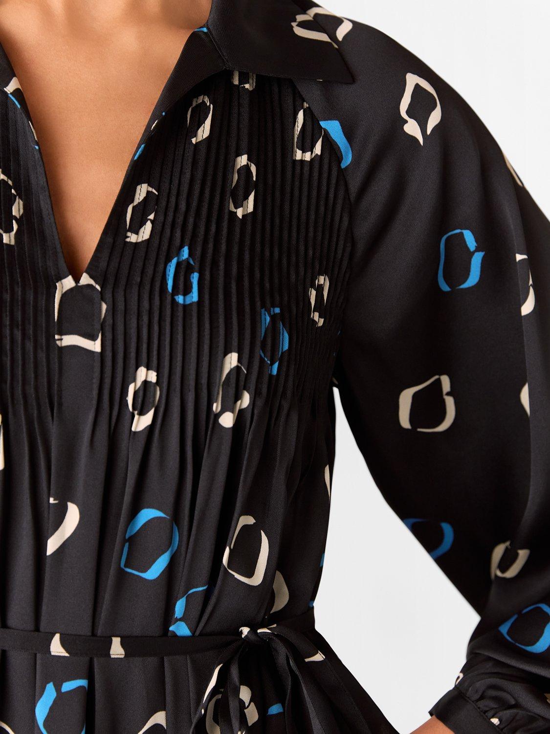 Product image 4 of 6, which shows Whistles Scattered Hoops Midi Dress, Black/Multi, 8