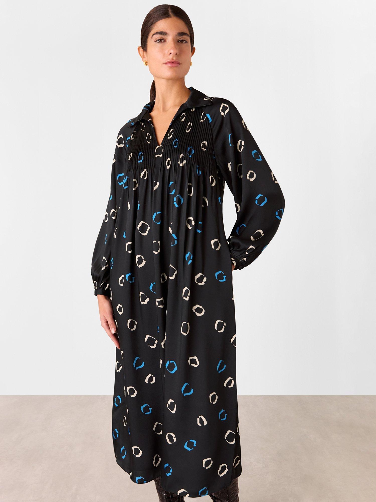 Product image 5 of 6, which shows Whistles Scattered Hoops Midi Dress, Black/Multi, 8