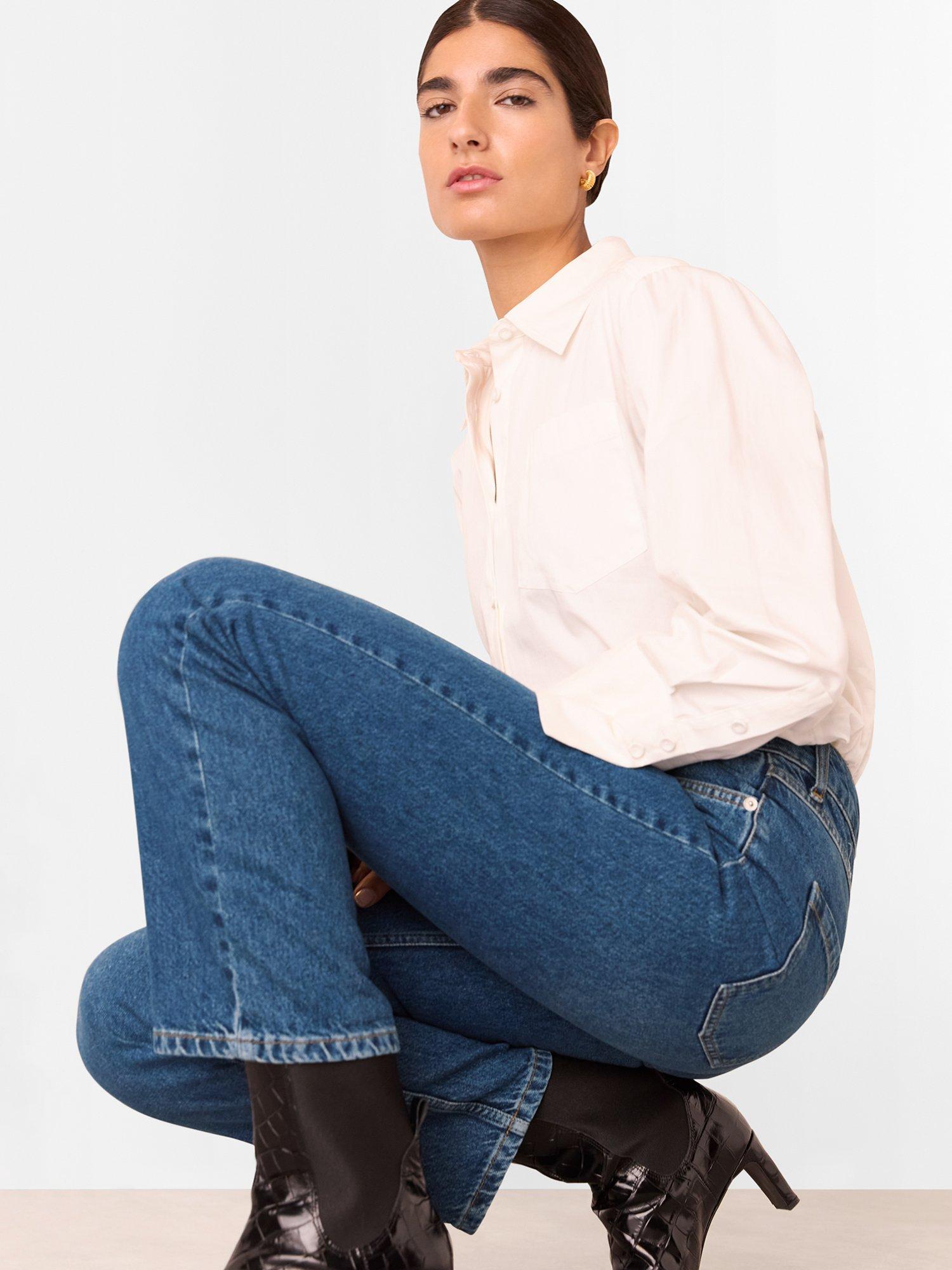 Product image 5 of 6, which shows Whistles Authentic Column Leg Jeans, Blue, 26