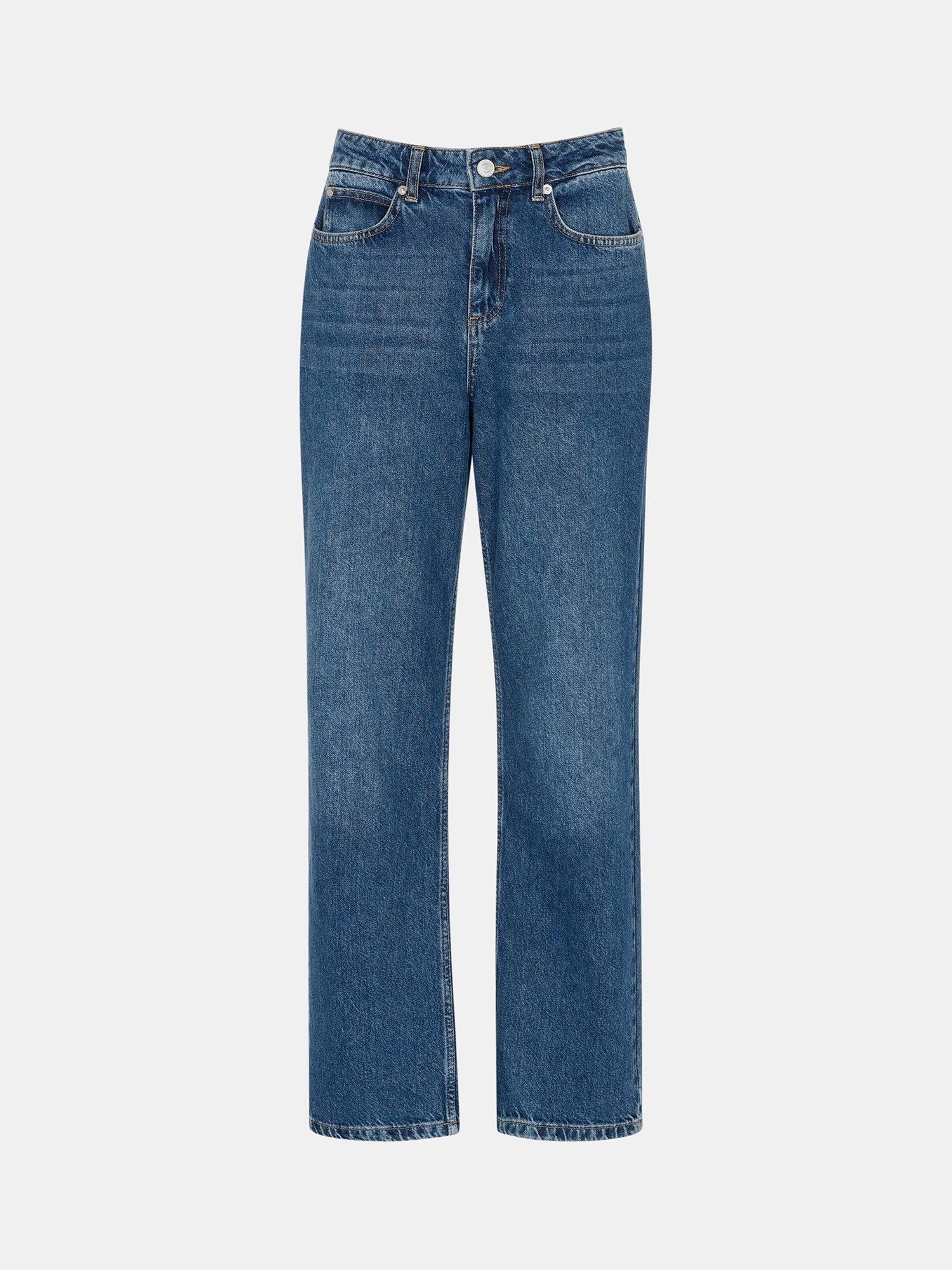 Product image 6 of 6, which shows Whistles Authentic Column Leg Jeans, Blue, 26