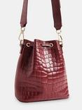 Whistles Giulia Croc Texture Leather Bucket Bag, Dark Red