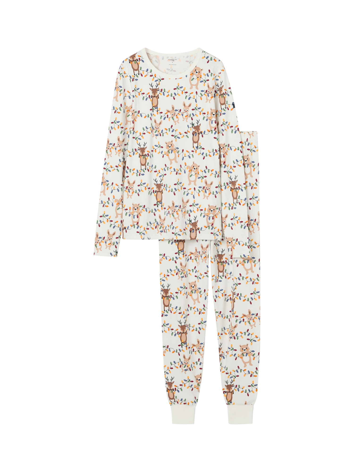 Polarn O. Pyret Christmas Lights Print Pyjama Set, Snow White