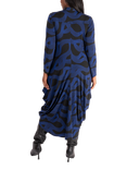 chesca Abstract Swirl Midi Dress, Black/Cobalt