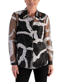 chesca Poetry Organza Shirt, Black/White, Black/White