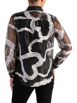 chesca Poetry Organza Shirt, Black/White - view 2, Black/White