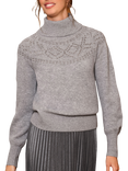 Pure Collection Embellished Wool Rich Jumper, Mid Grey