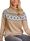 Pure Collection Embellished Fair Isle Wool Rich Jumper, Brown/Multi