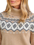 Pure Collection Embellished Fair Isle Wool Rich Jumper, Brown/Multi