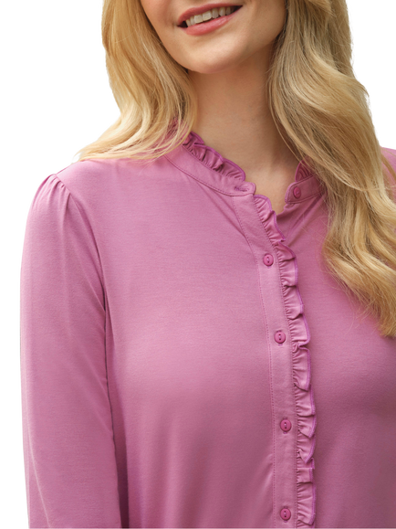 Pure Collection Trim Jersey Shirt, Pink - view 2, Pink