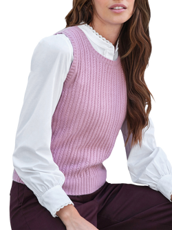 Pure Collection Stitch Wool Rich Sleeveless Jumper, Dusky Pink, Dusky Pink