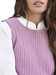 Pure Collection Stitch Wool Rich Sleeveless Jumper, Dusky Pink