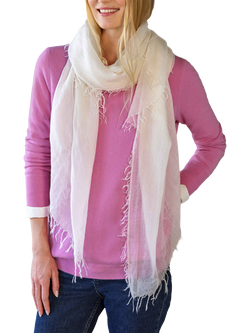 Pure Collection Ultra Fine Pure Cashmere Scarf, Soft White