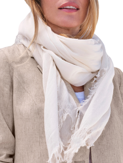 Pure Collection Ultra Fine Pure Cashmere Scarf - view 2, Soft White